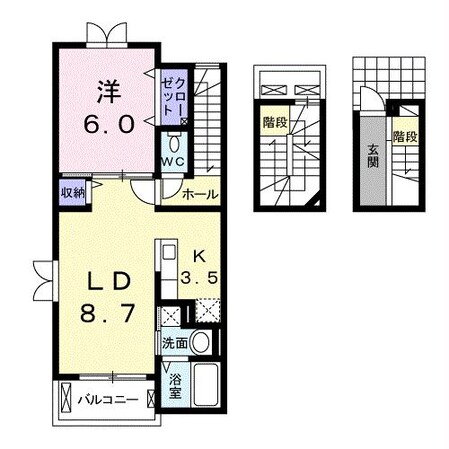 椎迫 徒歩8分 3階の物件間取画像